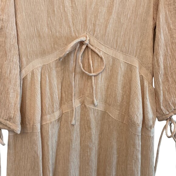 &Mercy Eilonwy Tiered Light Pink Midi Dress w/ 3/4 Puff Sleeves - Size Medium - Picture 7 of 10